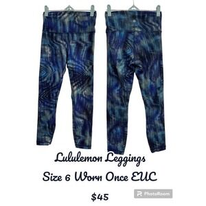 LULULEMON blue print leggings 6